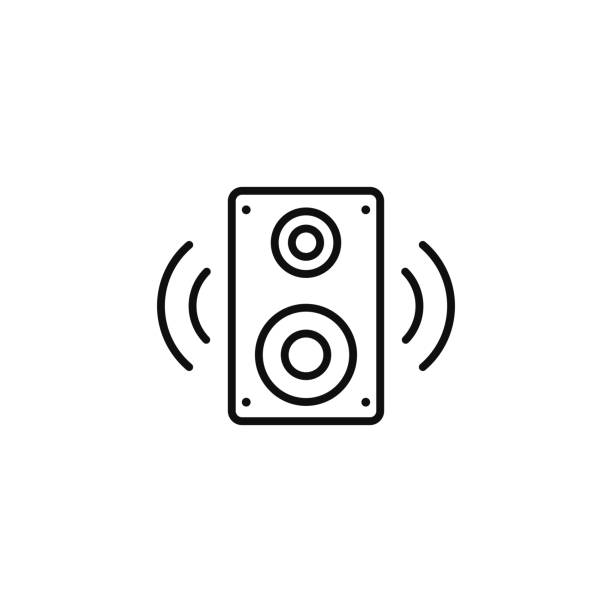 sound speaker line icon isolated on white background